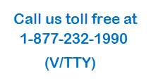Call us toll free at 1-877-232-1990 V/VTTY